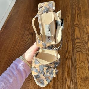 Jimmy Choo Shimmer Leopard Platform Wedges